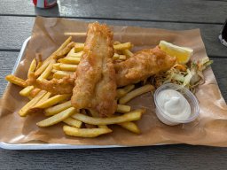 Zum Abendessen gab es für alle Fisch - für mich eine sehr leckere Portion "Fish & Chips".