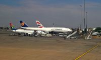 Lufthansa D-ABYA (Boeing 747-830) abgestellt in Johannesburg nach dem Umstieg dort